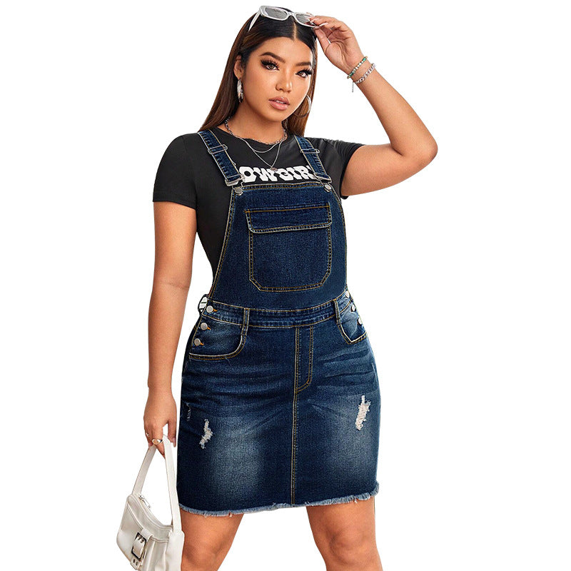 Women's Fashion Versatile Comfortable Denim Suspender Dresses