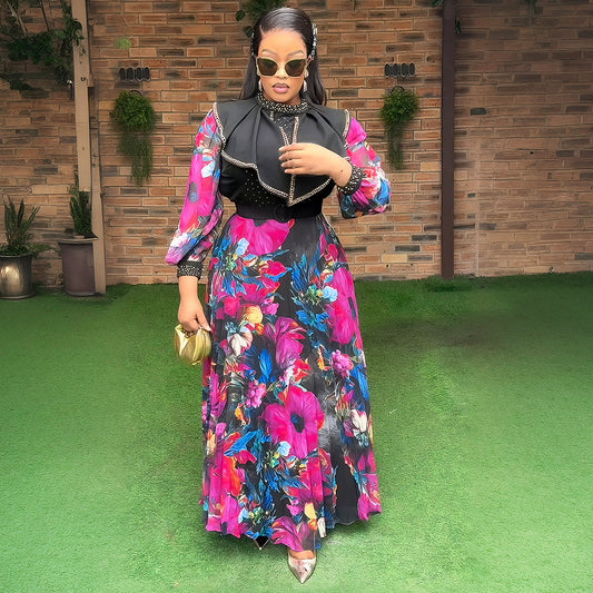 Women's African Wear Elegant Printed Dress Long Dresses