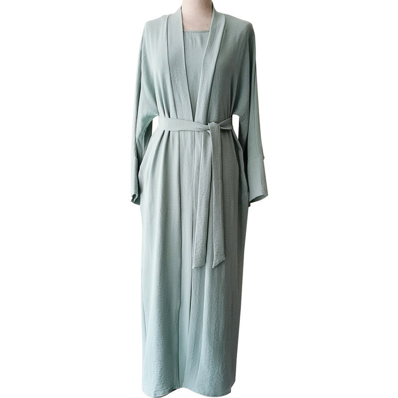 Pattern Elegant Belt Long Sleeve Two-piece Suits