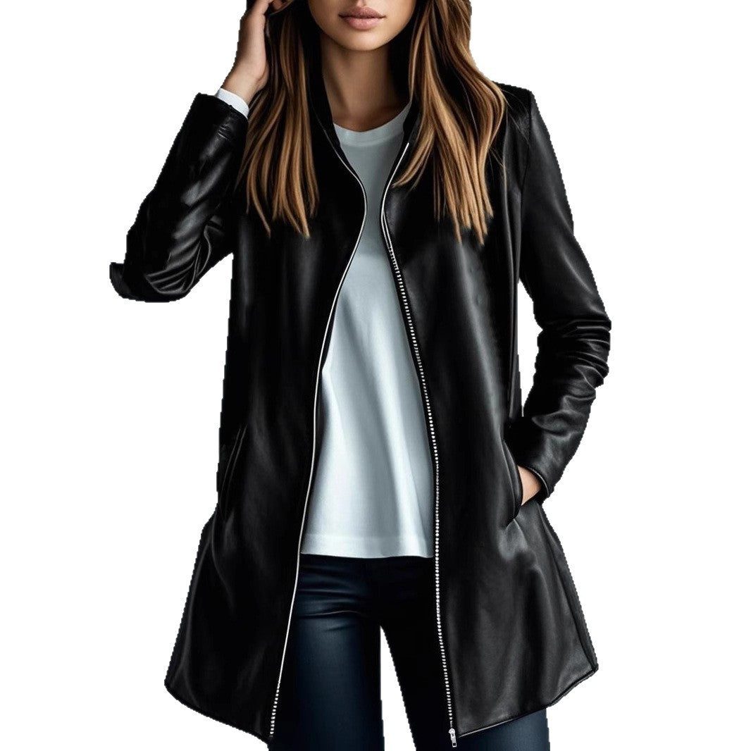 Women's Leather Elegant High-grade Versatile Leisure Warm Jackets