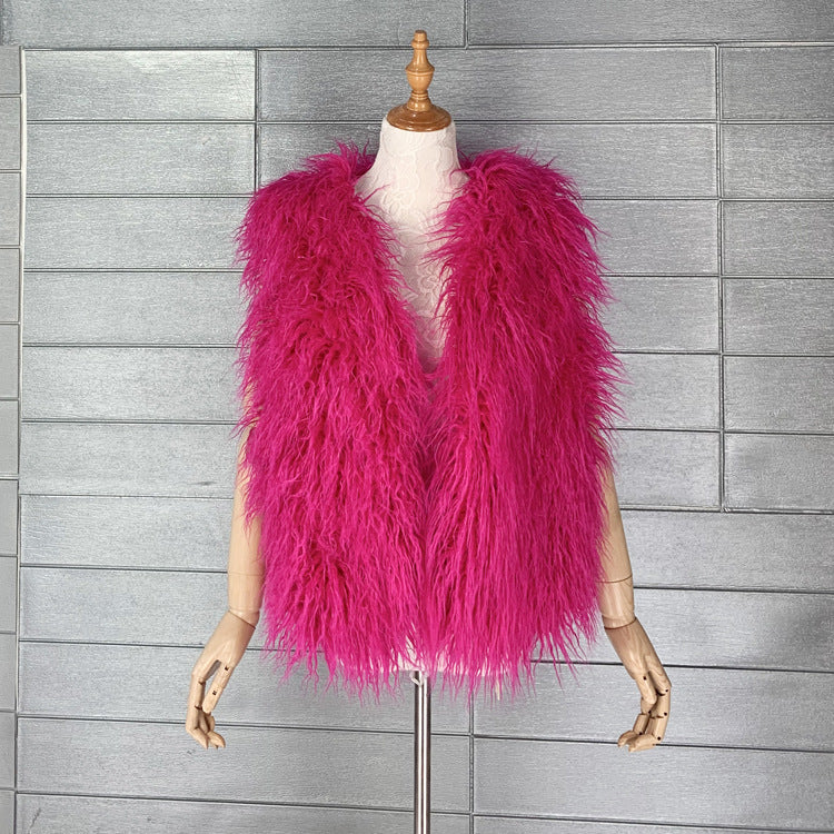 Women's Sheep Fur Environmental Protection Artificial Wool Coats