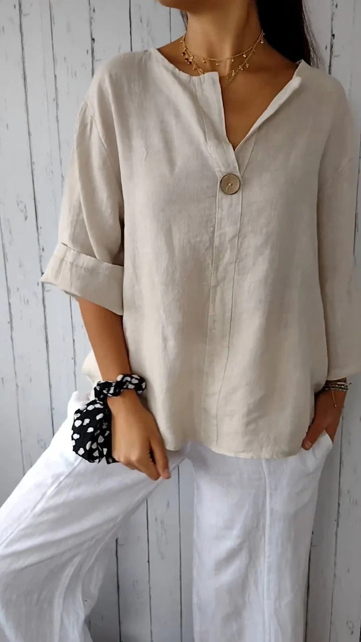 Women's Summer Loose T-shirt Comfort Casual Cotton Blouses