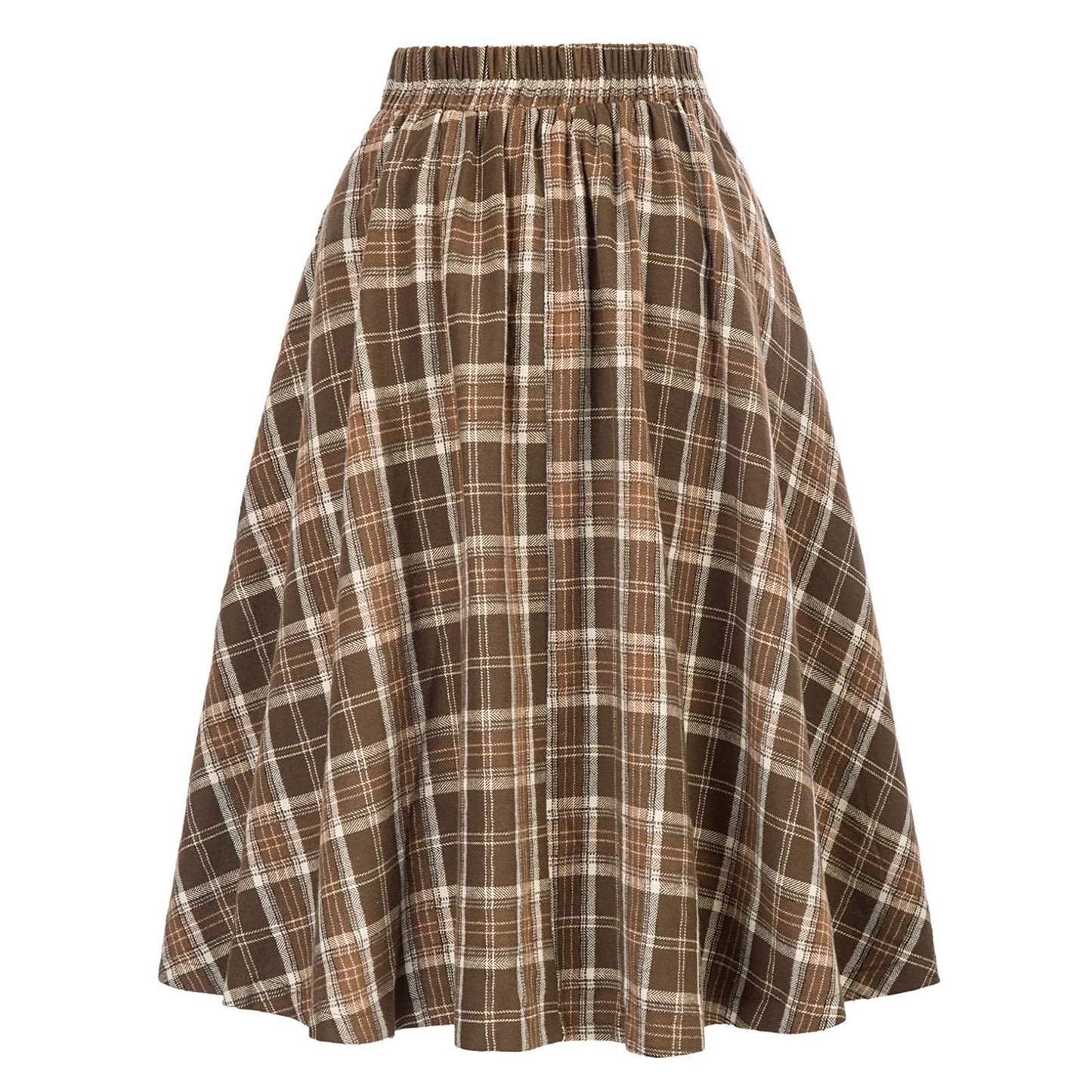 Women's Waist Plaid Big Hem Fashion Elastic Skirts