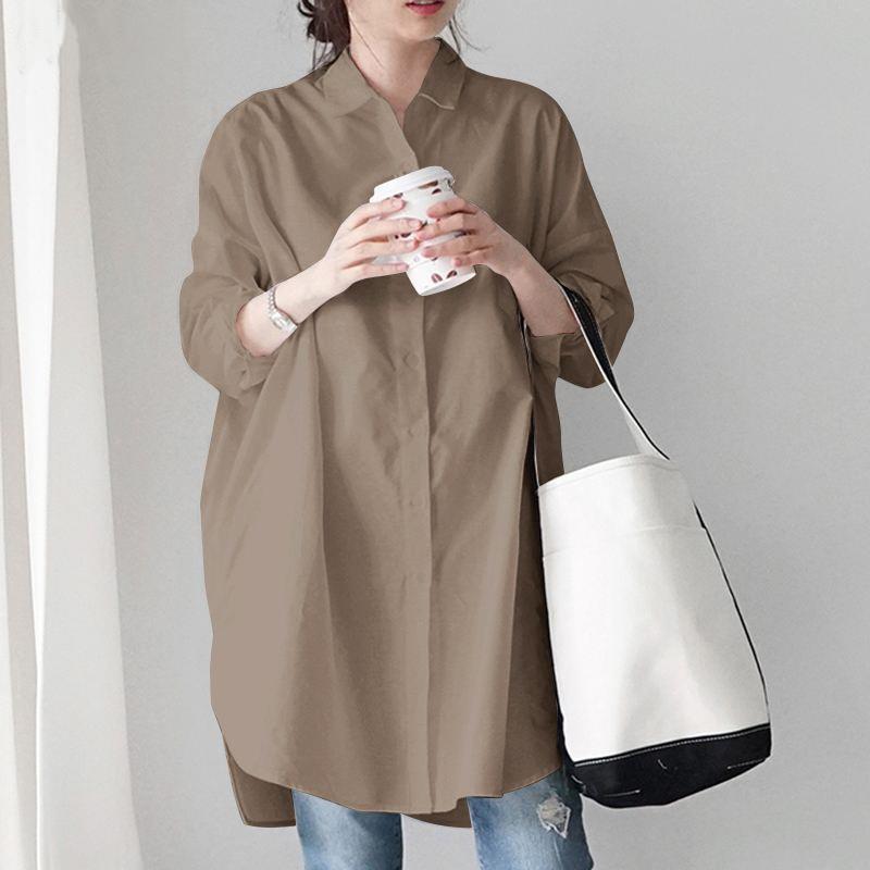 Women's Long-sleeved Loose Casual Irregular Shirt Blouses