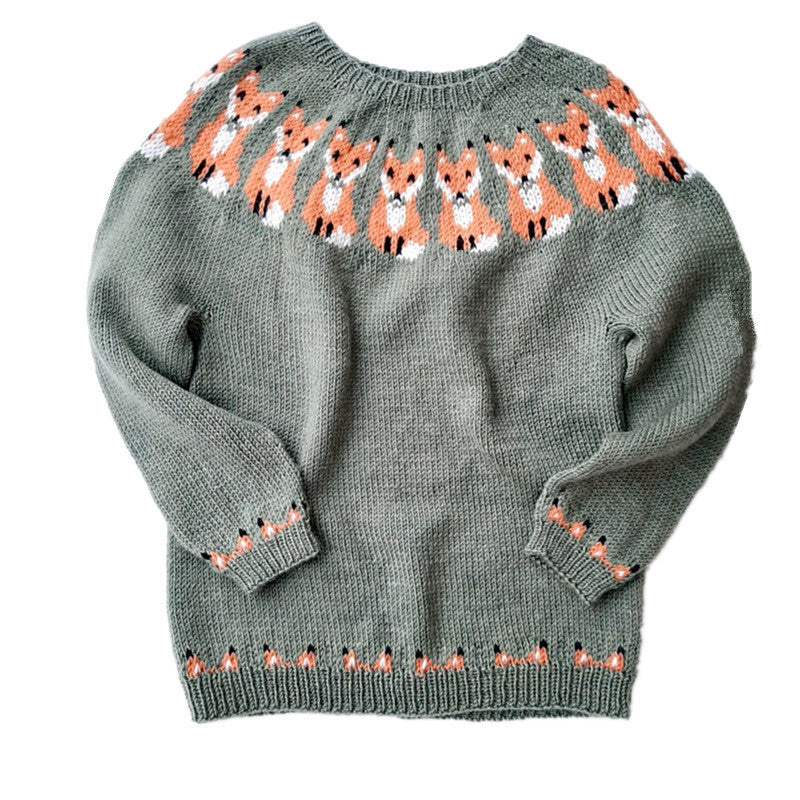Women's Tibetan Wolf Round Neck Loose Fashion Pullover Color Matching Dark Sweaters
