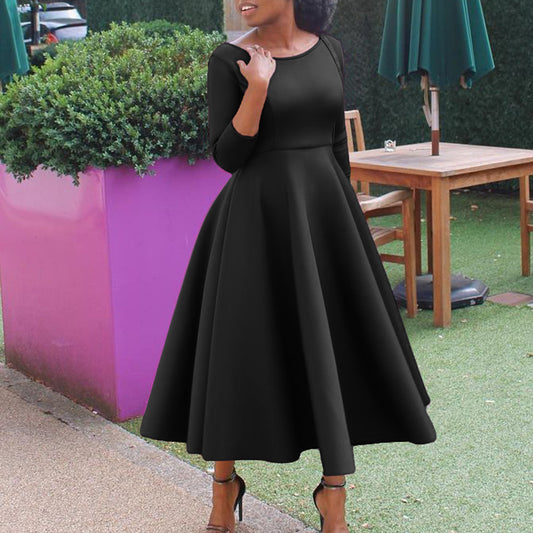 Women's Summer Solid Color Large Swing Elegant Dresses
