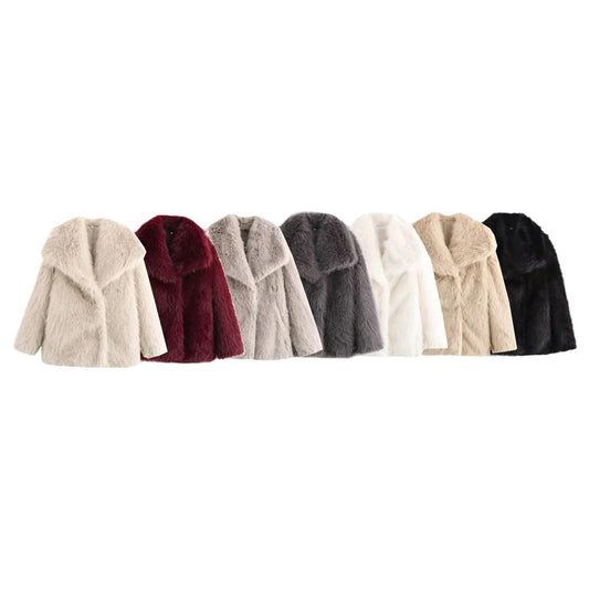 Women's Fashionable Street Faux Fur Warm Coats