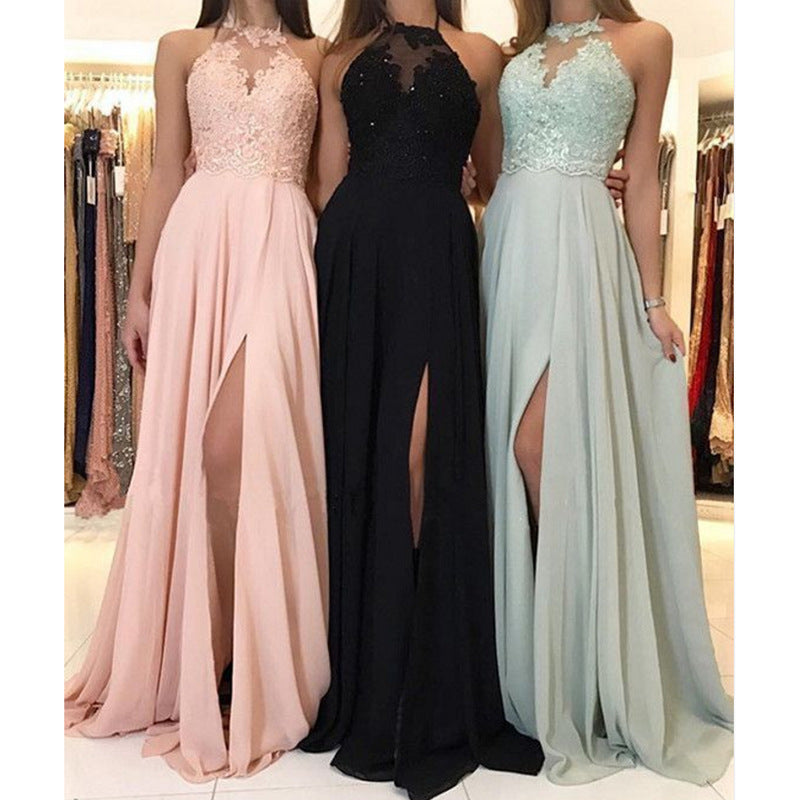 Summer Halter Lace Chiffon Dress Ball Dresses