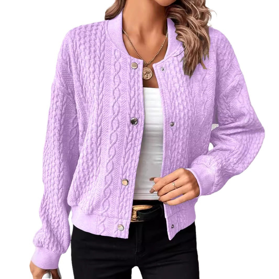 Women's Autumn Fashion Solid Color Stand Collar Jackets