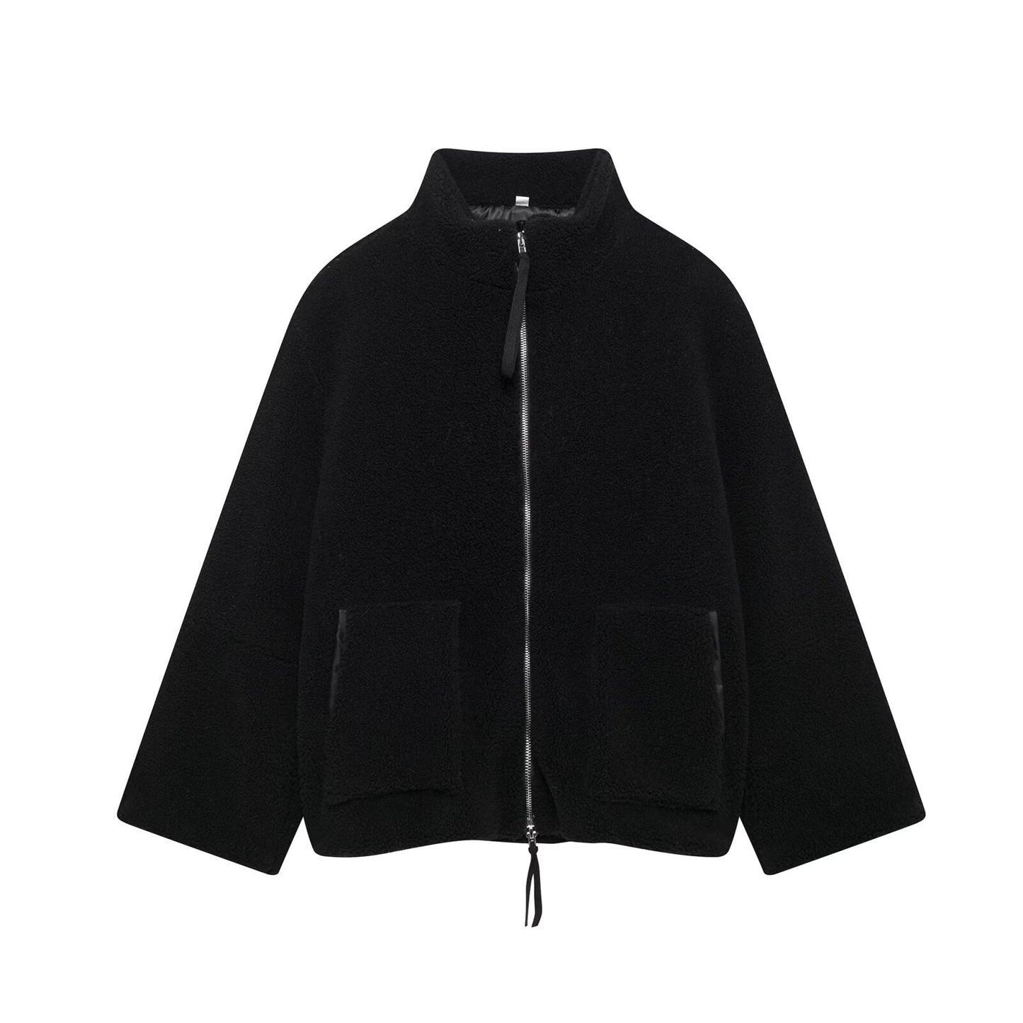 Women's Collar Zipper Idle Style Lamb Wool Coats