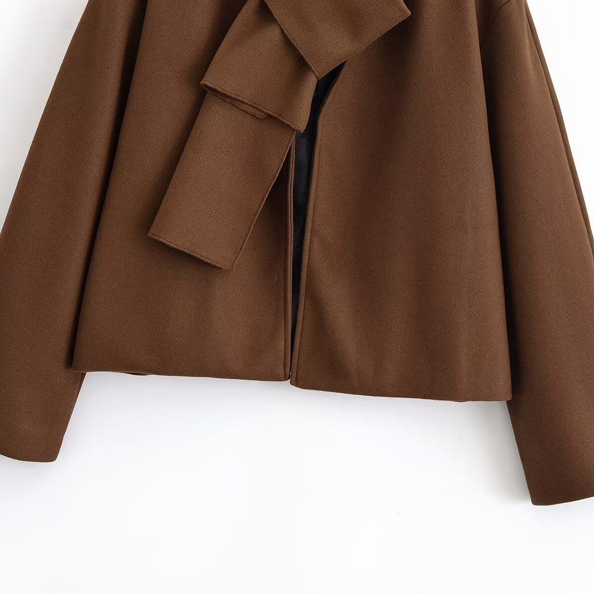 Women's Woolen Open Placket Scarf Decorative Jackets