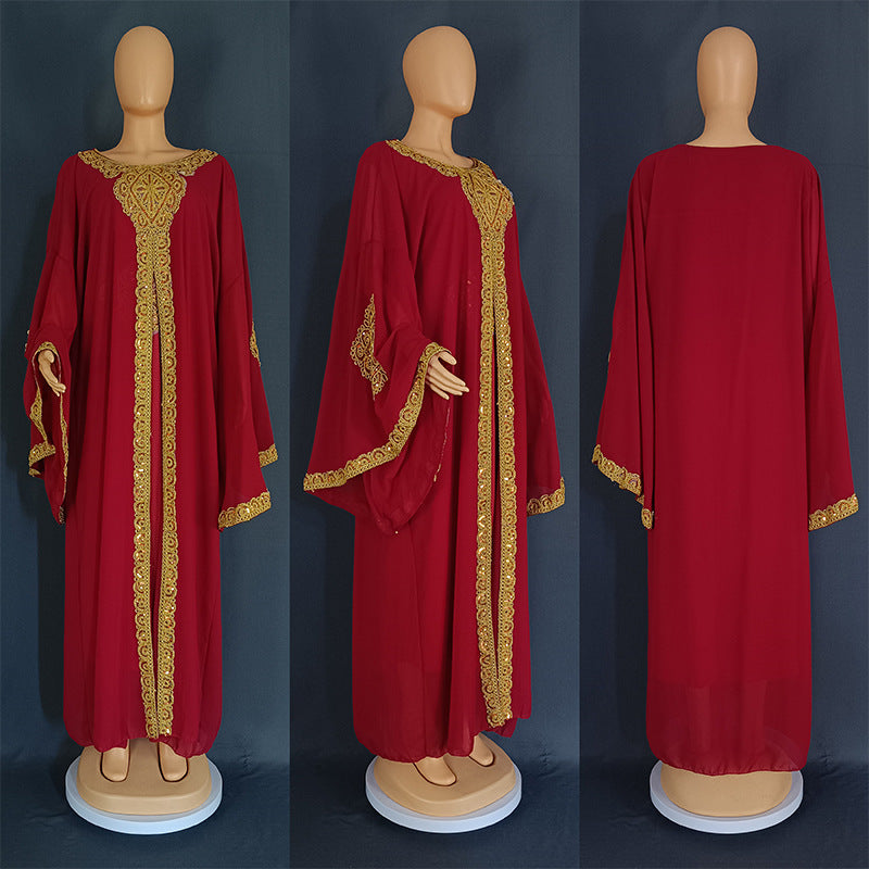 Malay Bell Sleeve Thorn Robe Embroidered Dresses