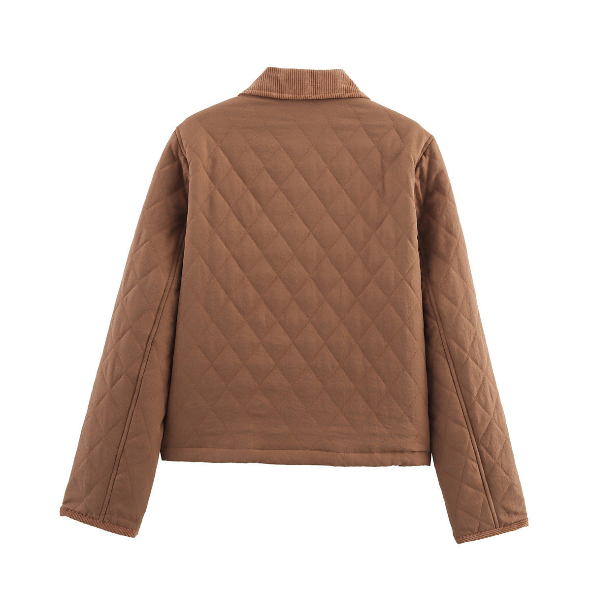 Women's Fashion Corduroy Collar Contrast Color Cotton Jackets