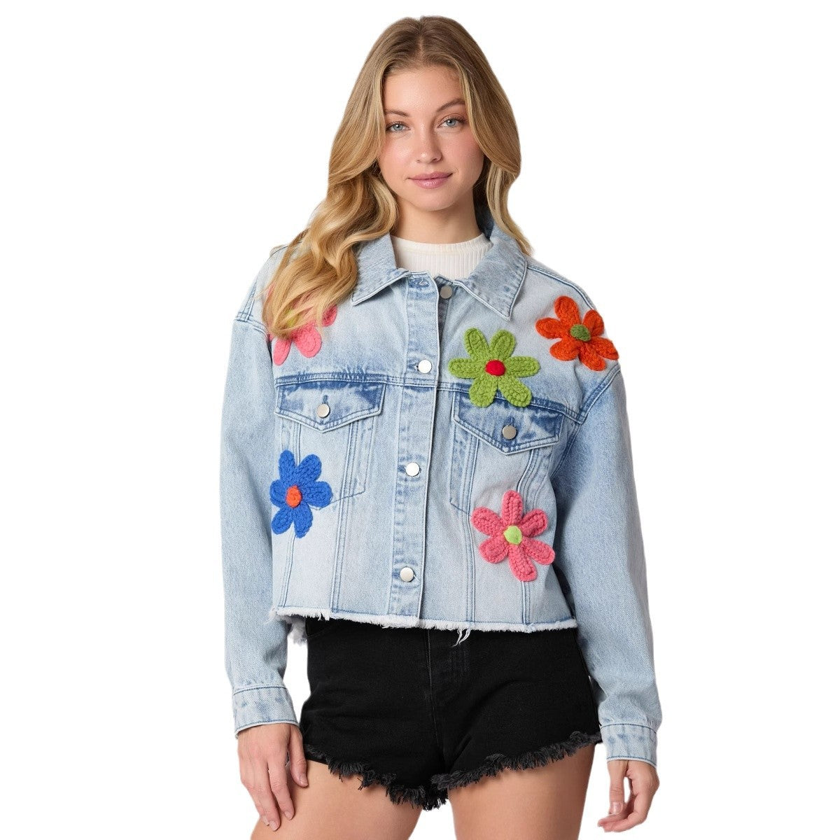 Women's Three-dimensional Decoration Denim Long-sleeved For Jackets