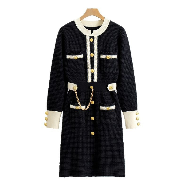 Women's Korean Knitted Loose Slimming Mid-length Classic Style Inner Wear Dress