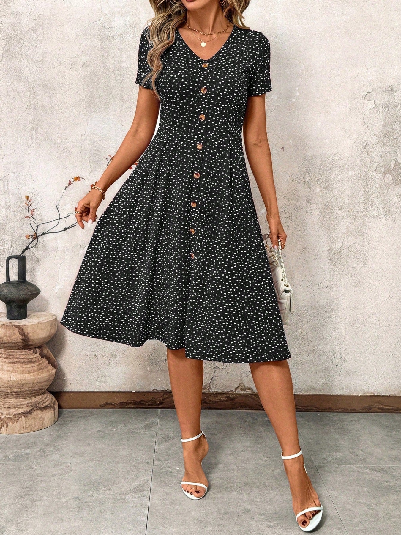 Women's Summer Fashion Polka Dot Sexy Breasted Dress