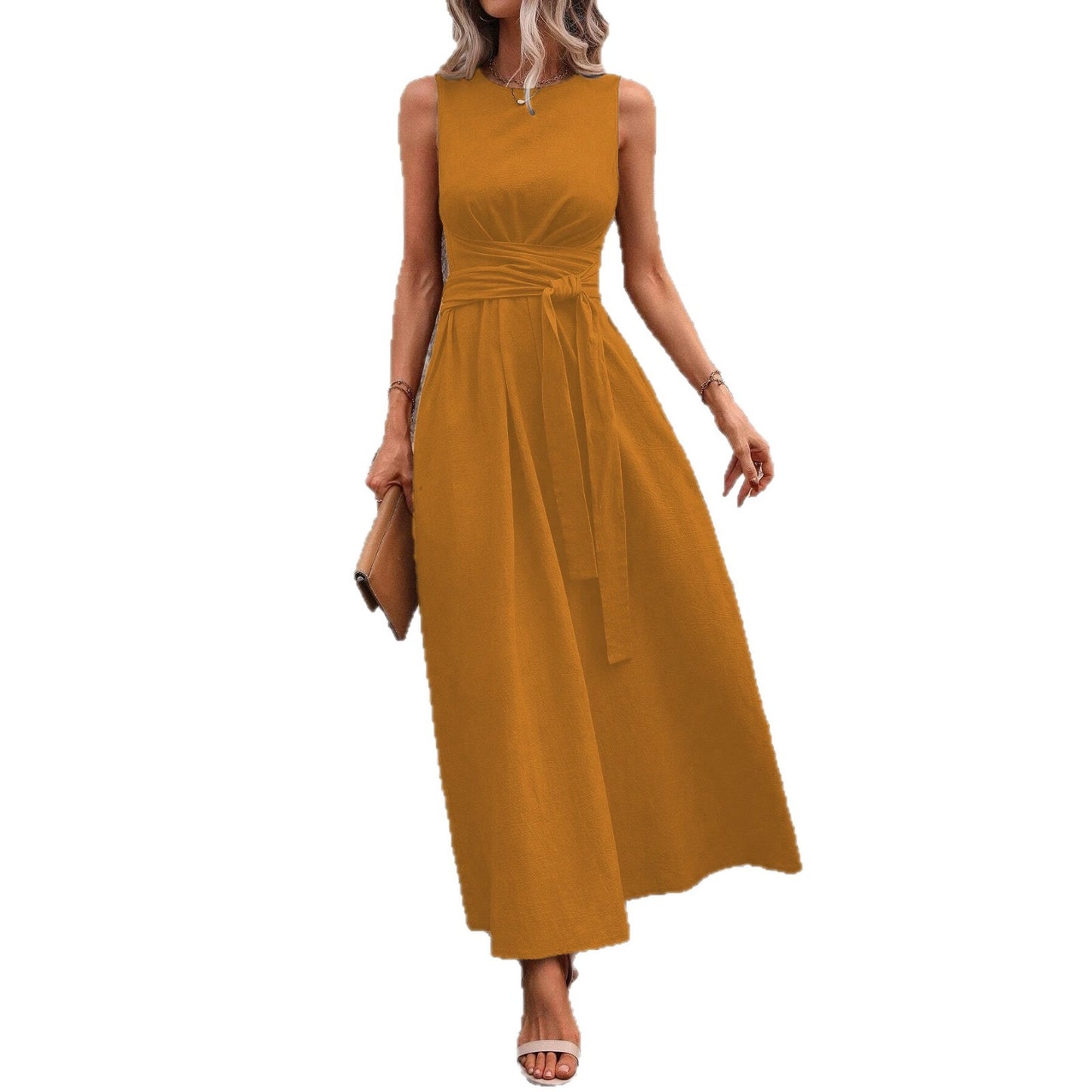 Women's Solid-color Casual With Temperament Long Elegant Dress
