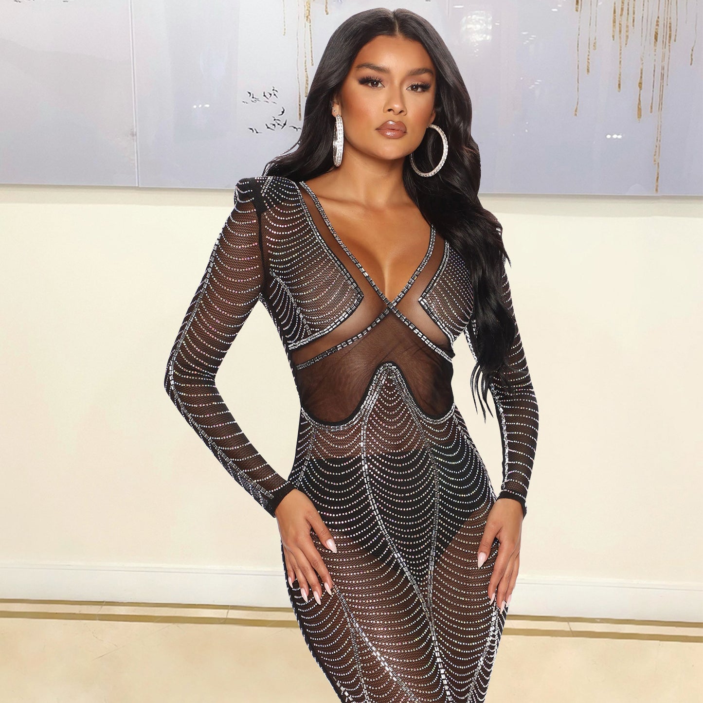 Women's Summer Fashion Sexy Mesh Nightclub Hot Dresses