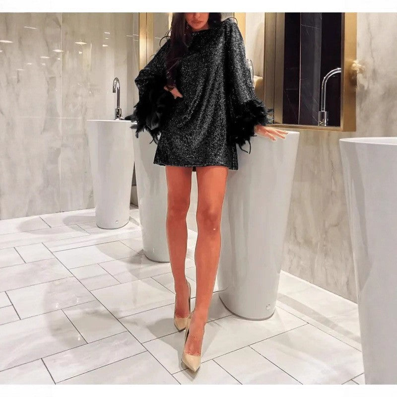 Women's Sexy Long Sleeve Colors Sequin Elegant Dresses