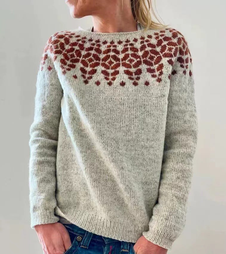 Women's Round Neck Multicolor Loose Fashion Pullover Sweater