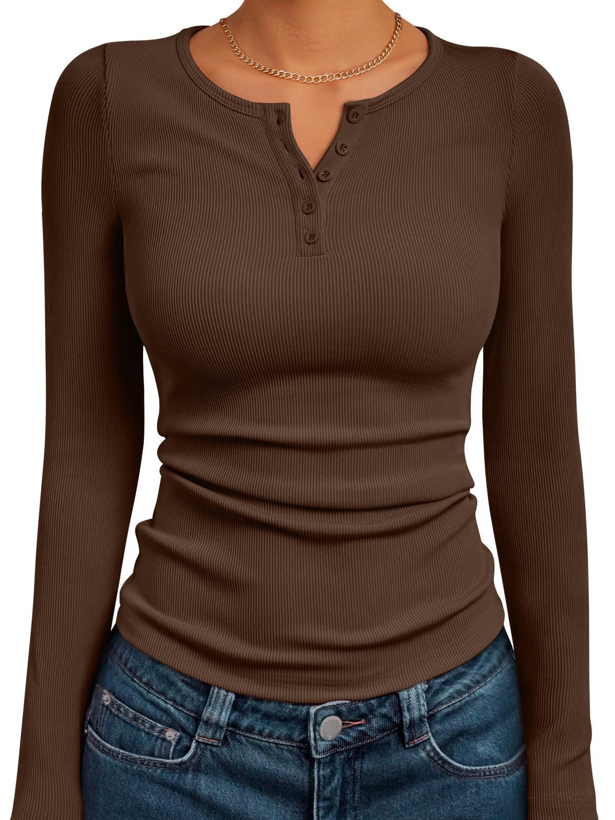 Women's Long Sleeve Button Rib Slim Fit Women's Sweater