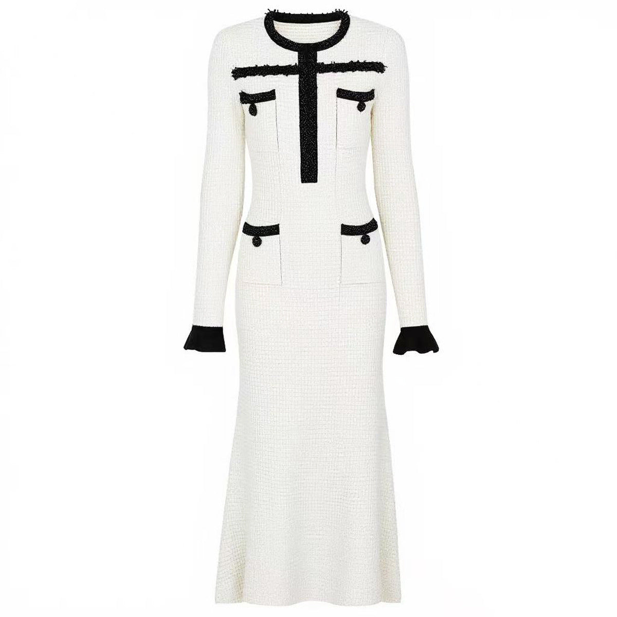 Fashionable Knitted Handmade Beaded Slim Fit Slimming Dresses