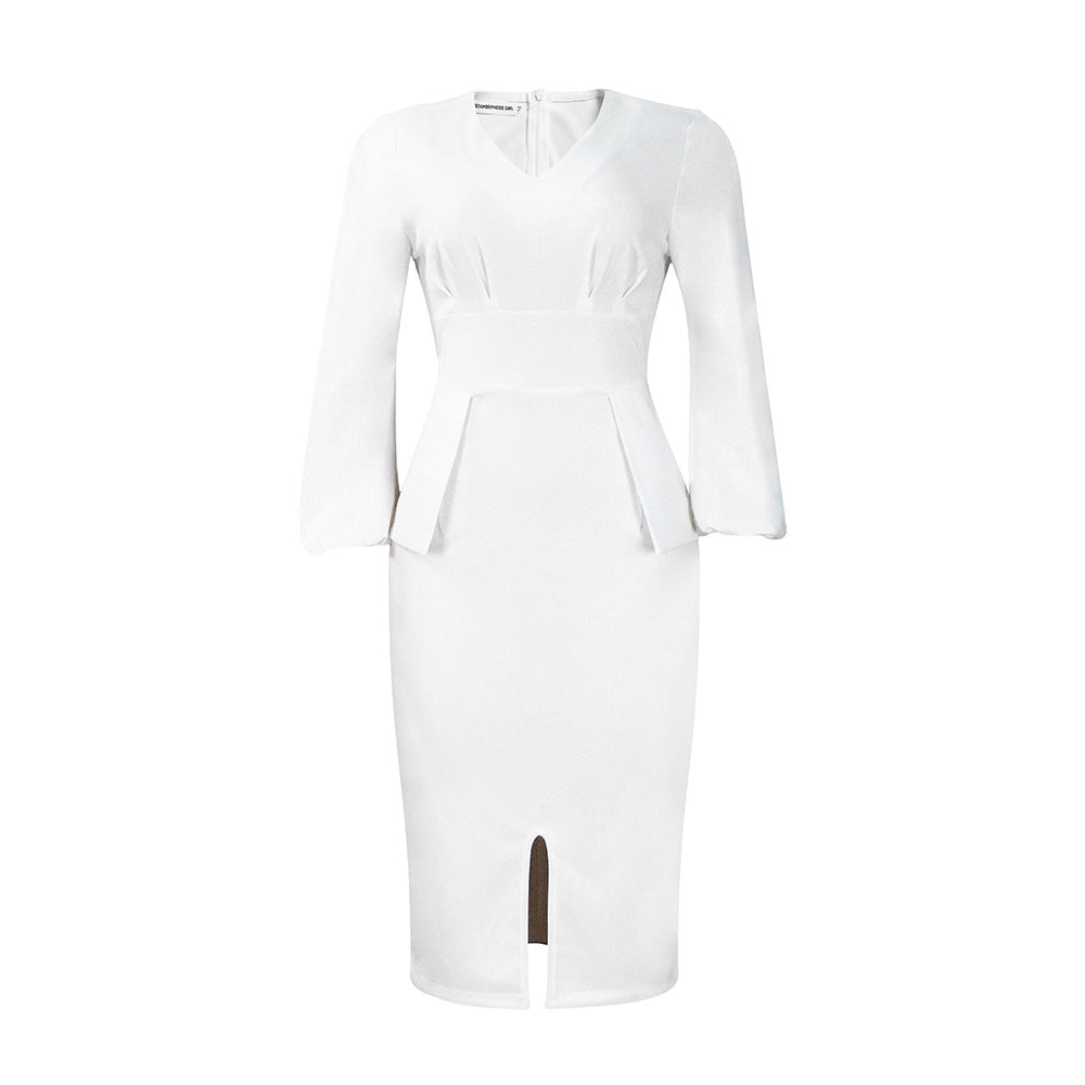 Women's Puff Sleeve Slit Pencil African Dress