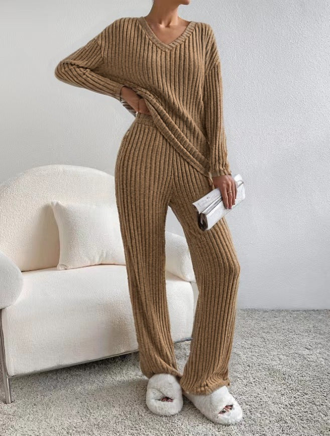 Two-piece Straight Loose Sunken Stripe Temperament Pants