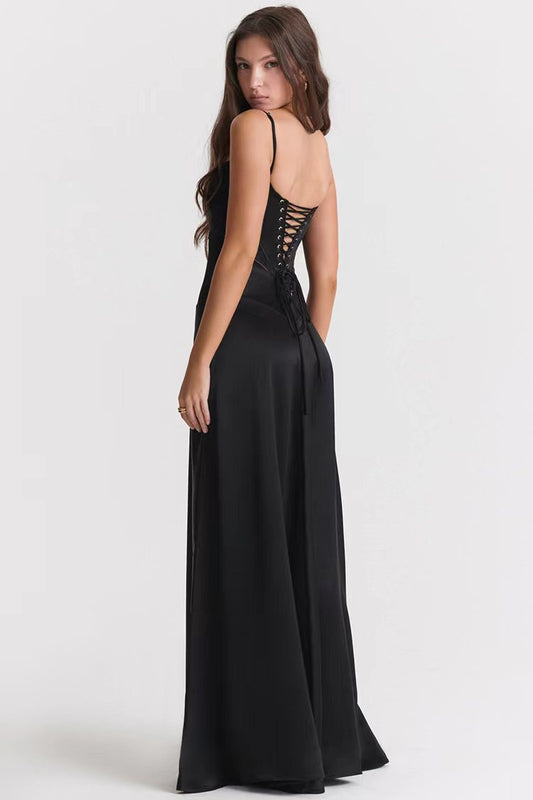 Solid Color Sleeveless Sling Body Shaping Backless Dresses