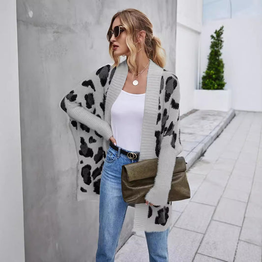 Women's Winter Large Personality Fashion Leopard Print Knitwear