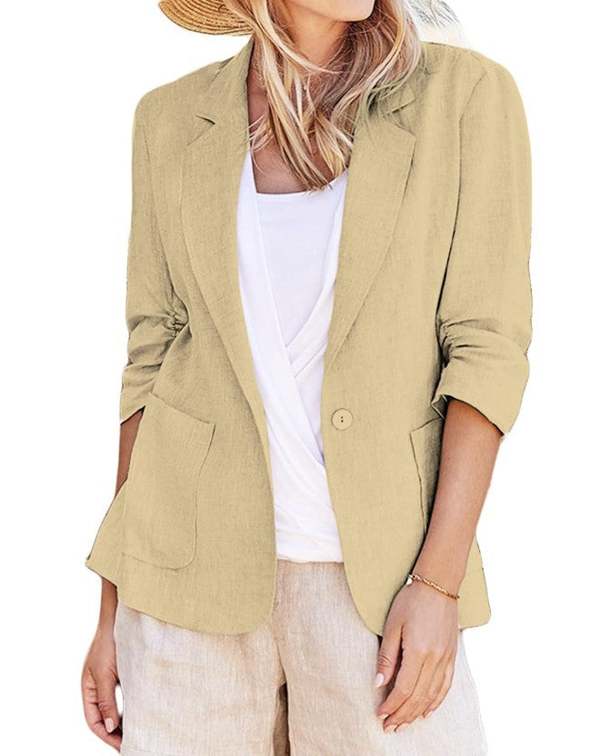Women's Summer Temperament Sleeve Solid Color Collar Blazers
