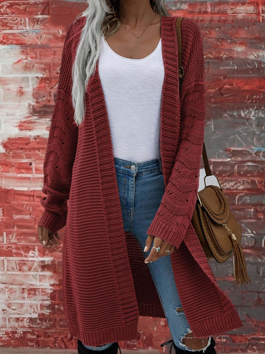 Women's Long Solid Color Knitted Mid-length Sweater