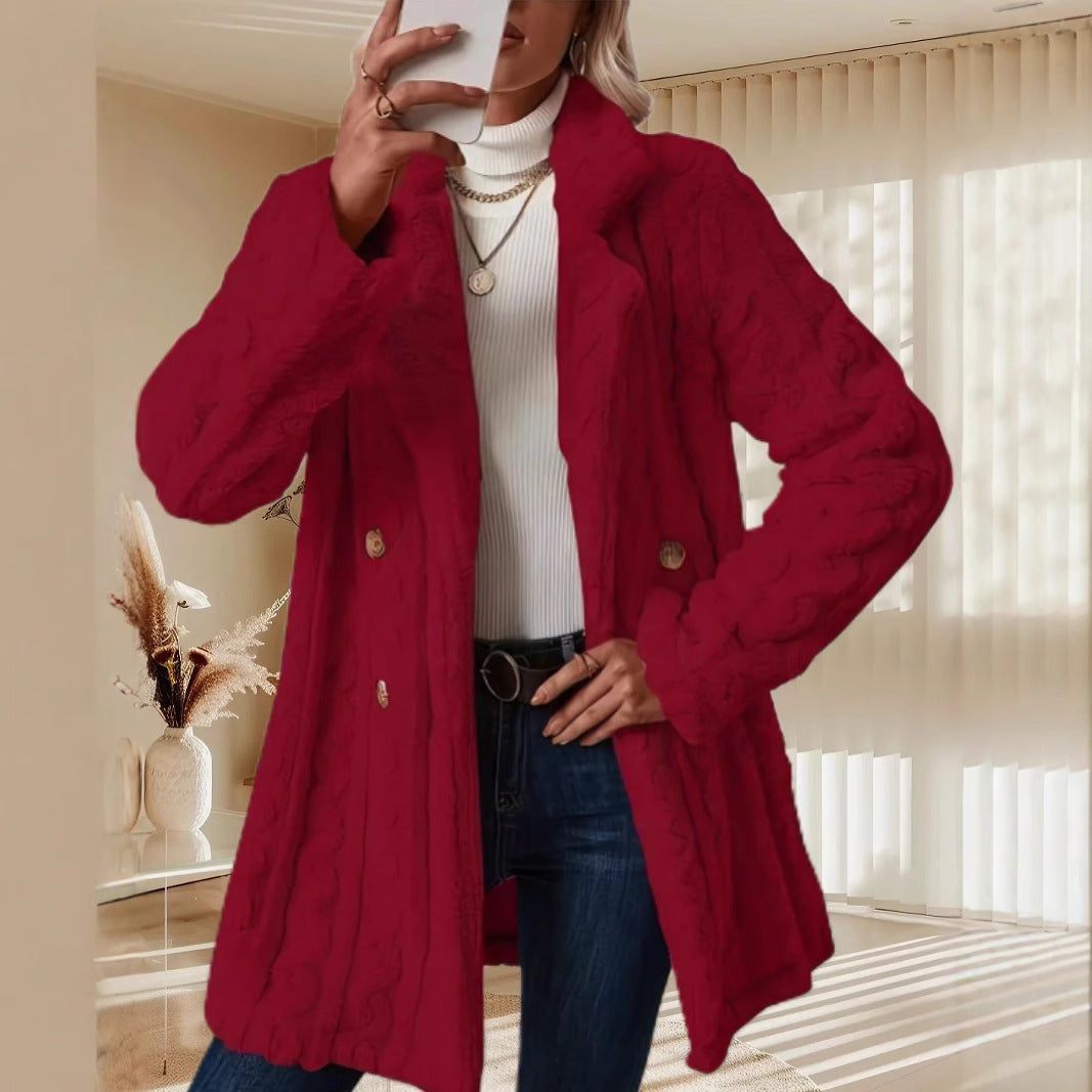 Women's Plush Comfort Casual Warm Collar Double Coats