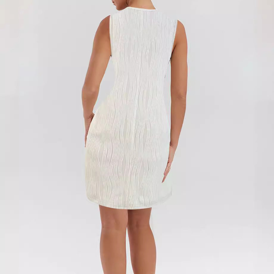 Commute Simple Solid Color Metal Buckle Dress