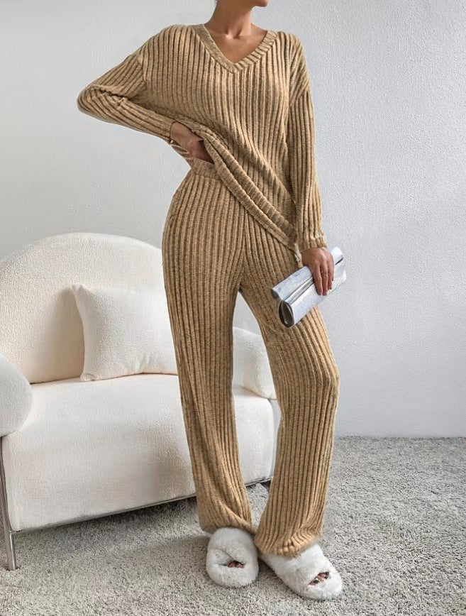Two-piece Straight Loose Sunken Stripe Temperament Pants