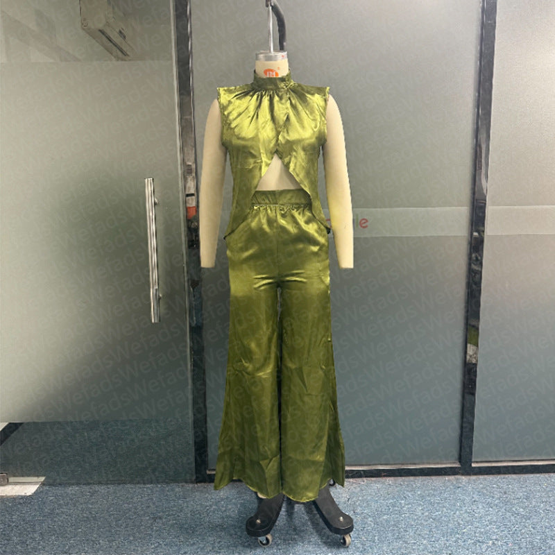 Summer Fashion Two-piece Slit Loose Bell-bottom Suits