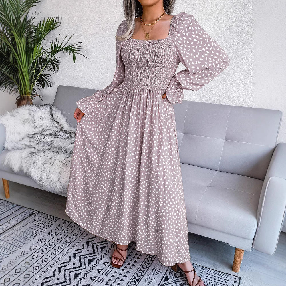 Women's Clearance Square Collar Long Sleeve Holiday Dress