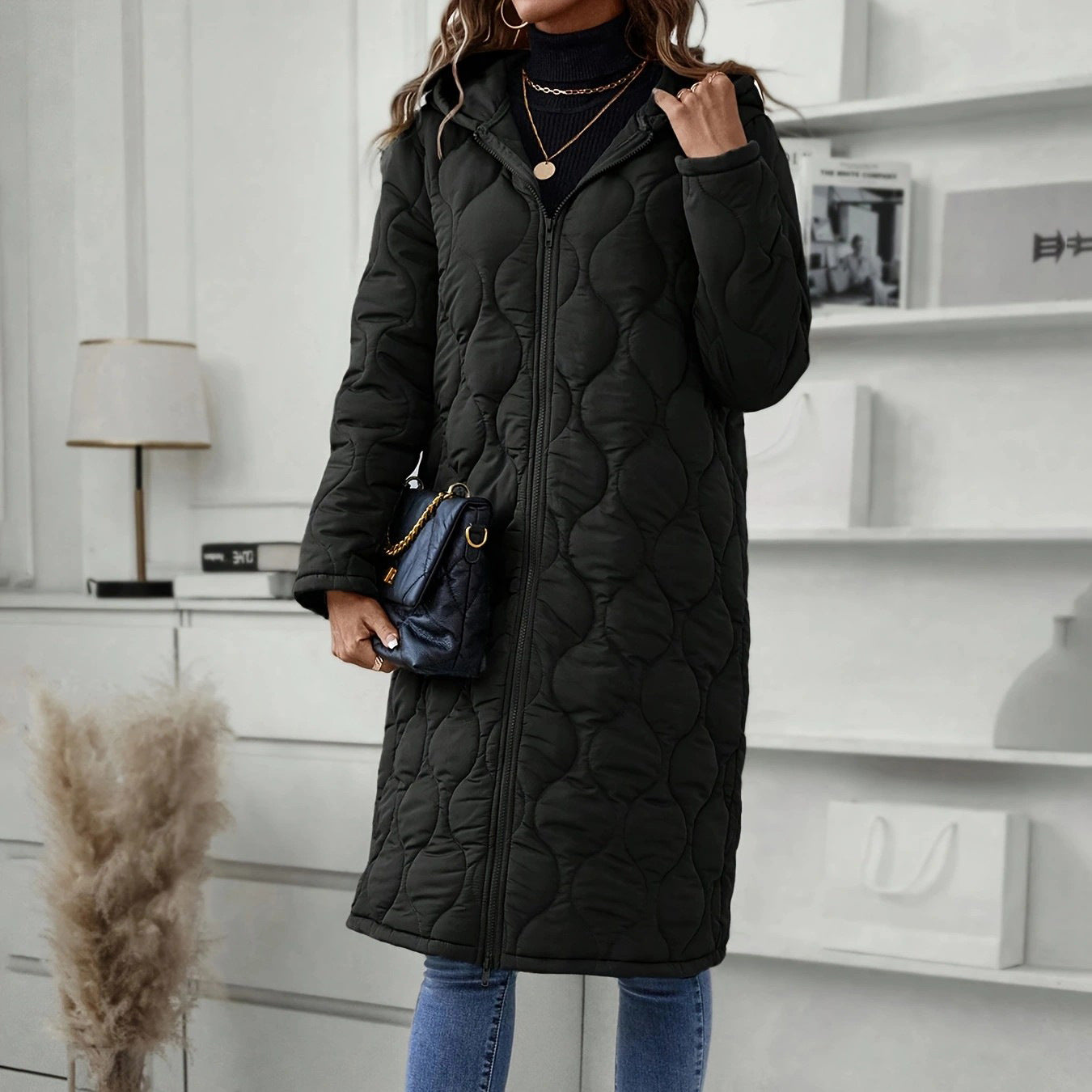Women's Slouchy Long Hooded Casual Wadded Coats