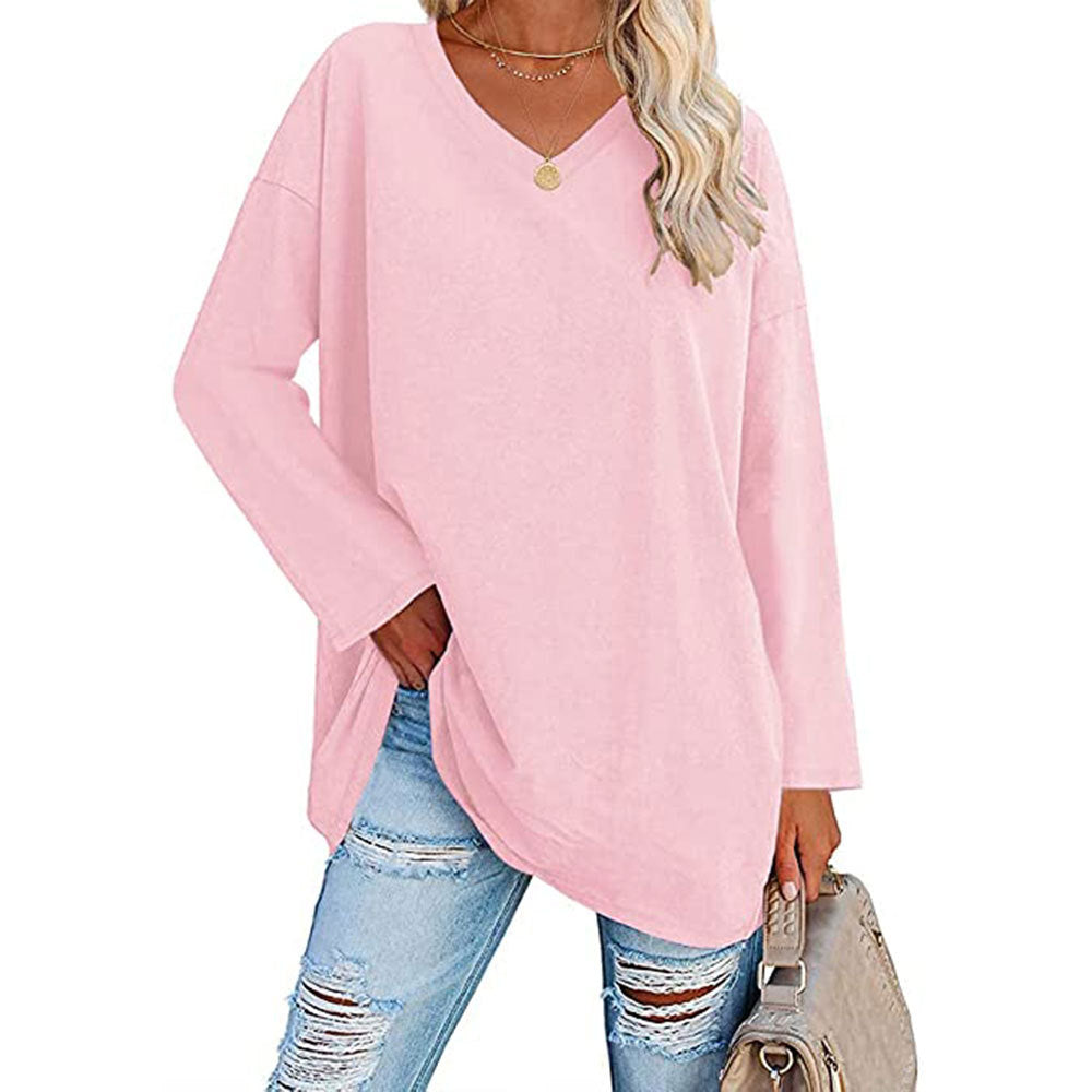 Women's Oversized T-shirt Color Loose Shoulder Sleeve Blouses