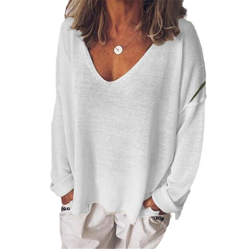 Women's Cotton Blend Solid Color Long Sleeve Blouses