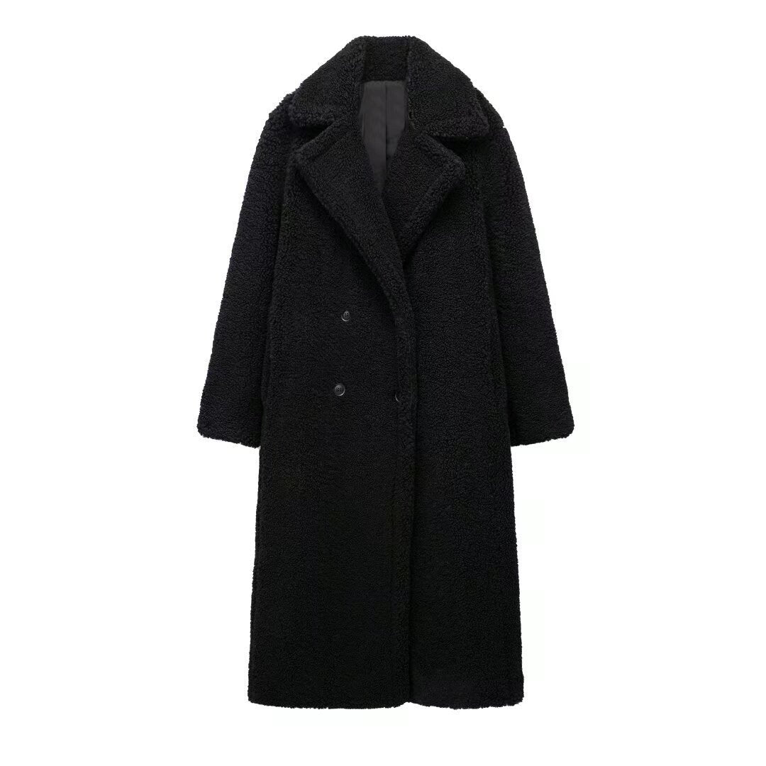 Women's Large Lapel Thickened Fleece Overcoat Coats