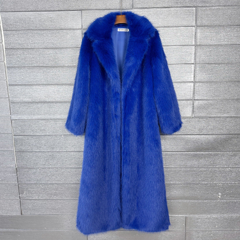 Women's Thick Imitation Plush Furry Fur Extended Coats