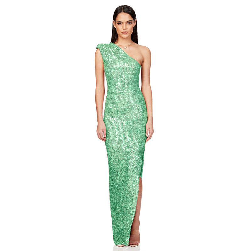 Women's Dress Summer Sleeveless Split Sequined Temperament Dresses