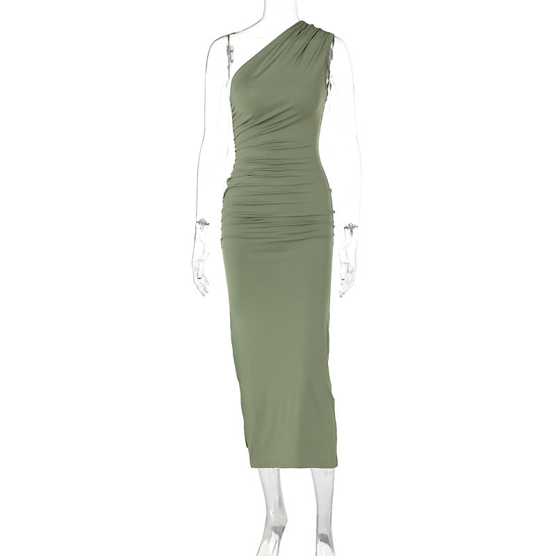 Color Split Sleeveless Desire Sexy Temperament Dresses