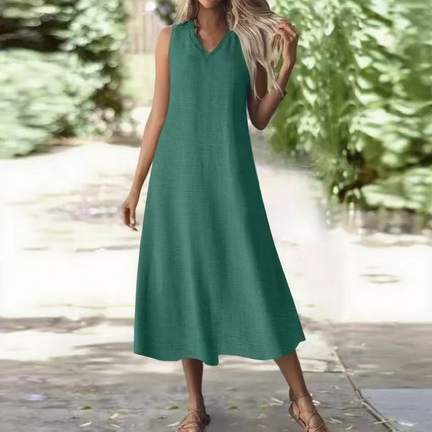 Women's Summer Sleeveless Back Zipper One-piece Elegant Dress