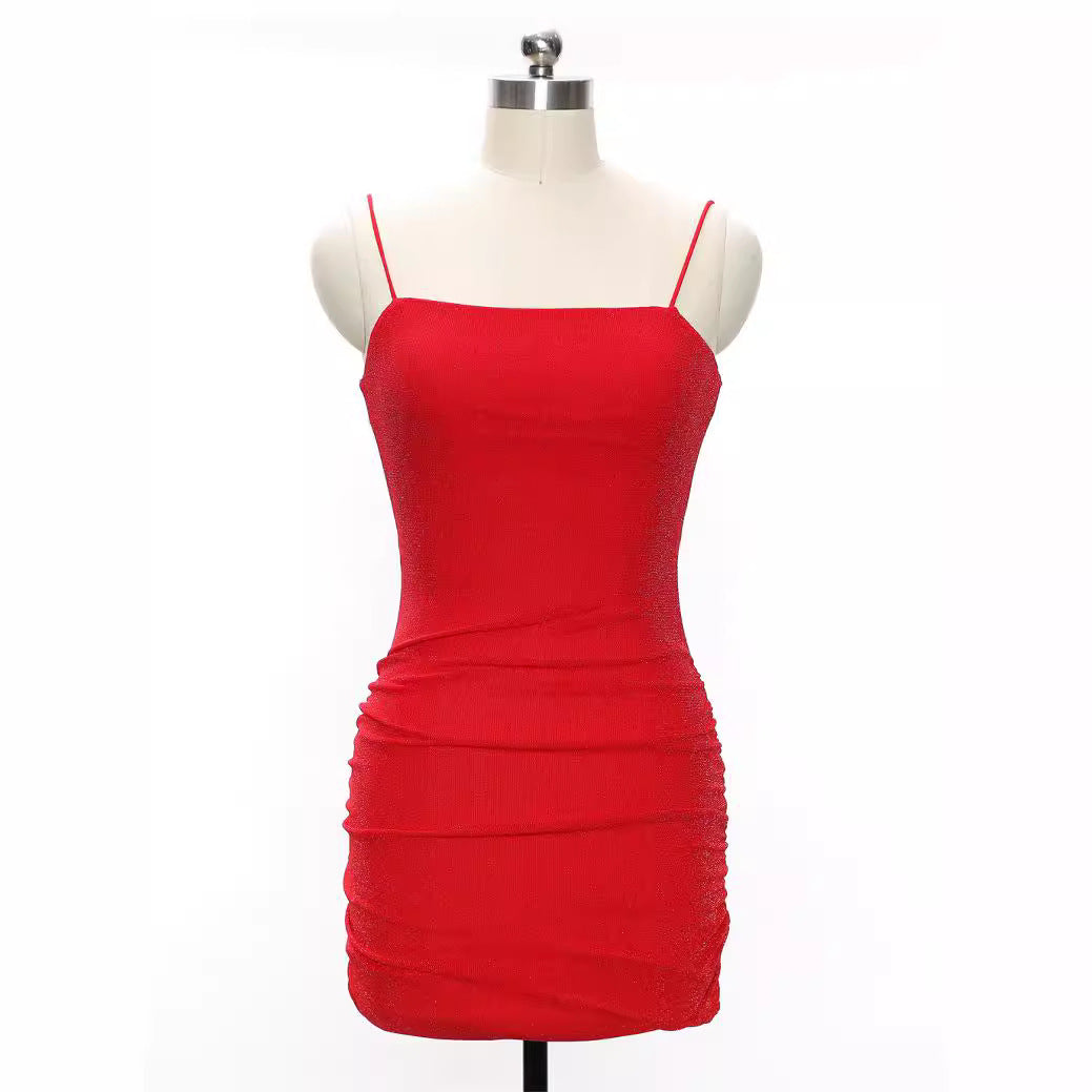 Women's Red For Backless Pure Desire Style Halter Dress