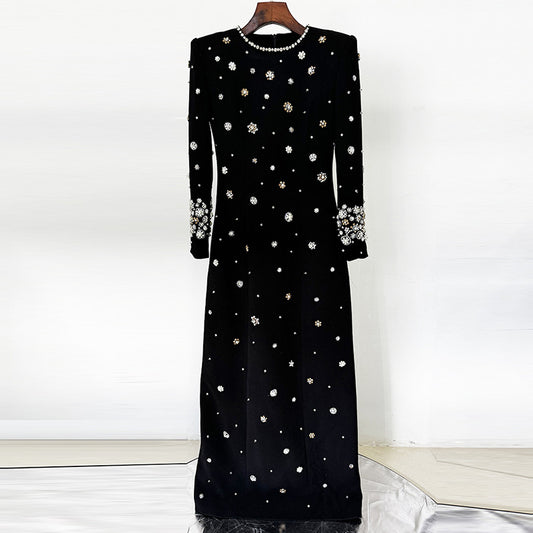Fashion Bead Diamond Slim Long Formal Dress