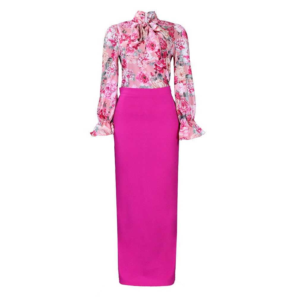 Women's Lace Up Long Sleeve Shirt Two-piece Fashion Casual Suit