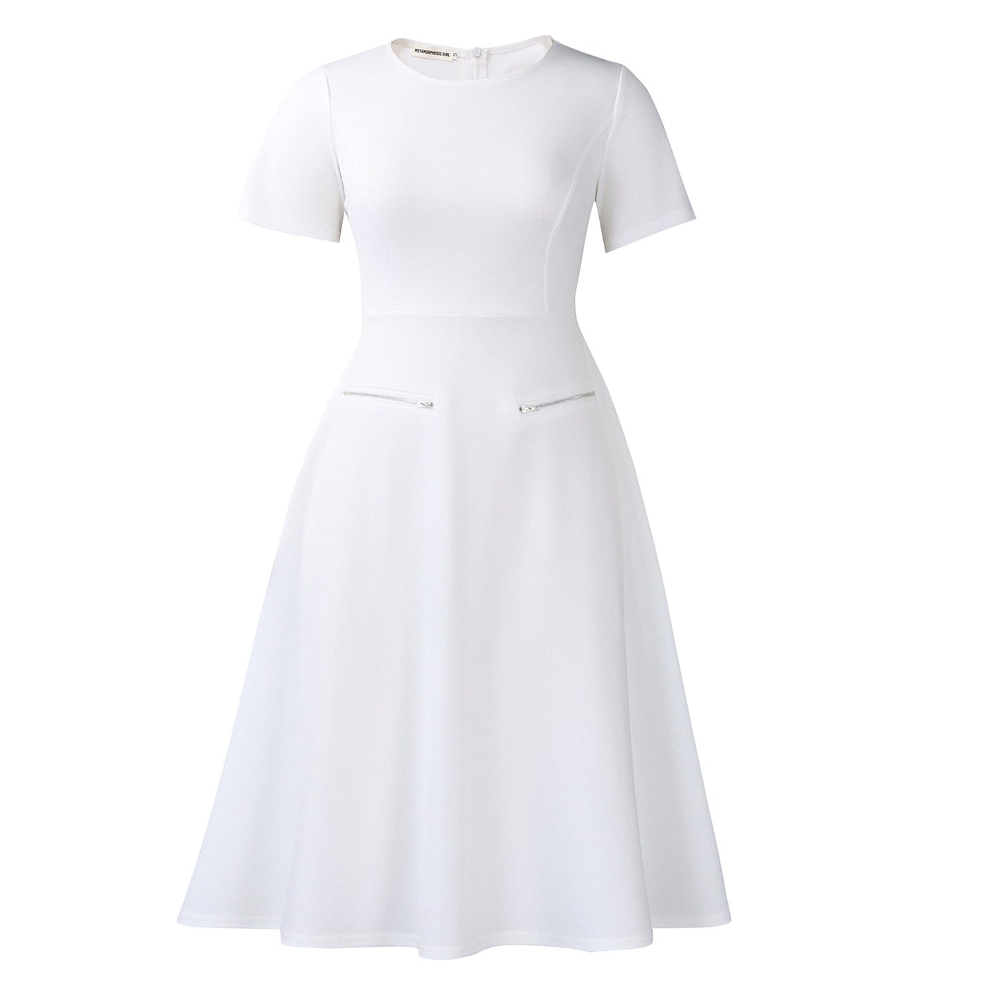Women's Elegant Temperament Round Neck Waist Trimming Slimming Dress