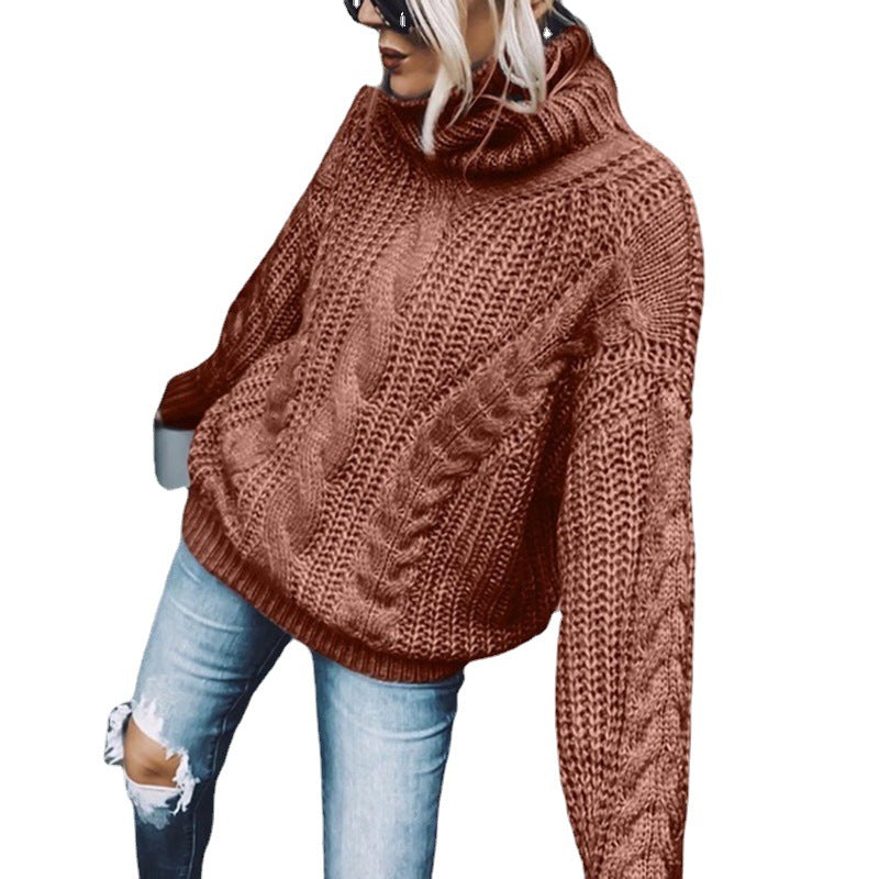 Durable Women's Solid Color Turtleneck Knitting Tops